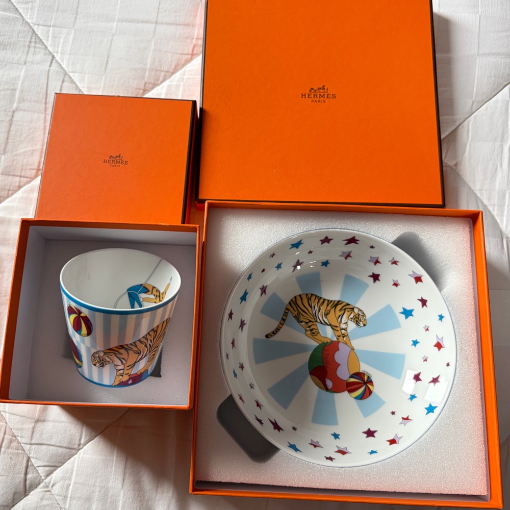 Hermès Circus Porcelain Bowl and Mug Set